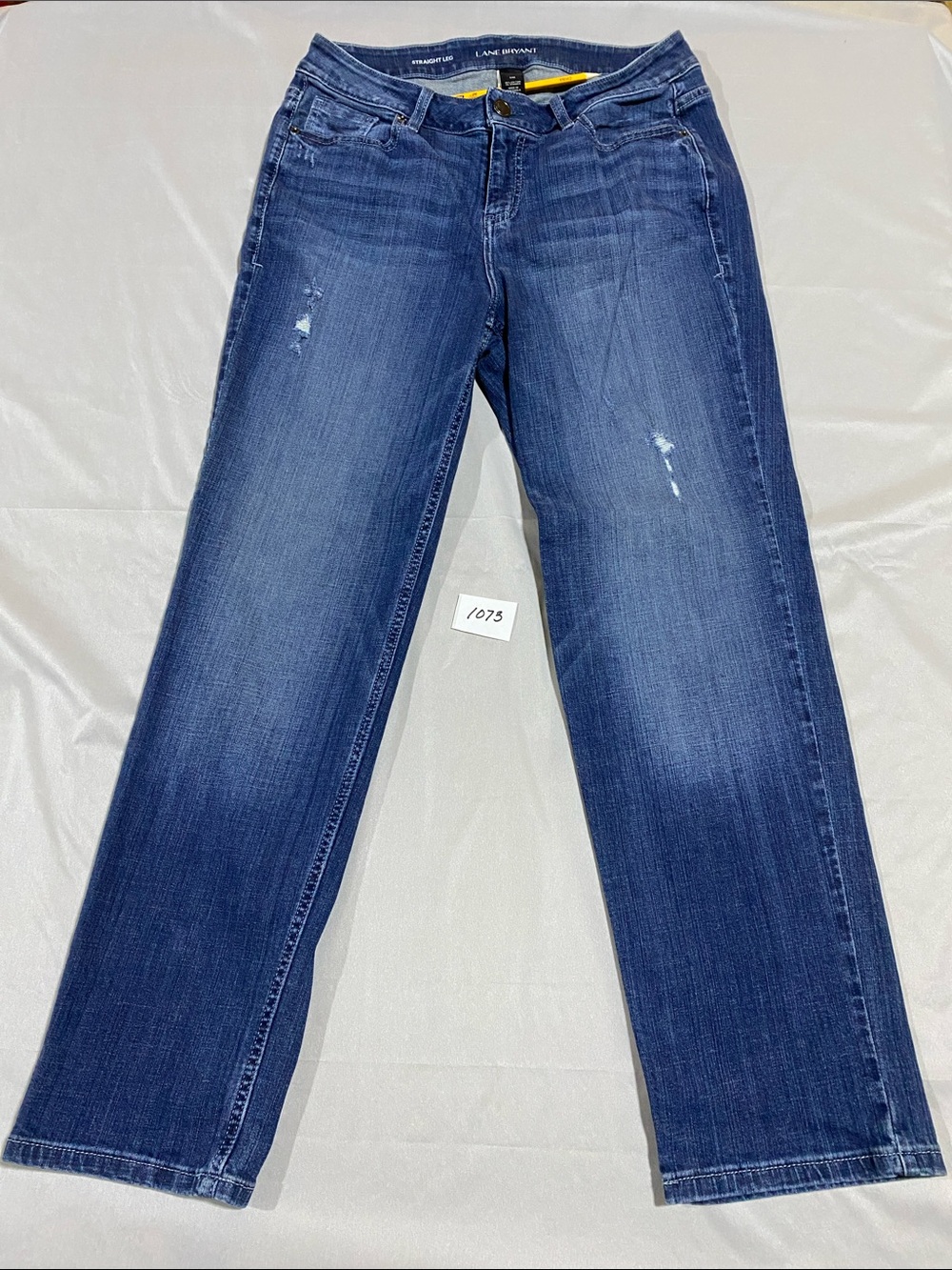 Lane Bryant Dark Blue Straight-Leg Jeans with Light Distress